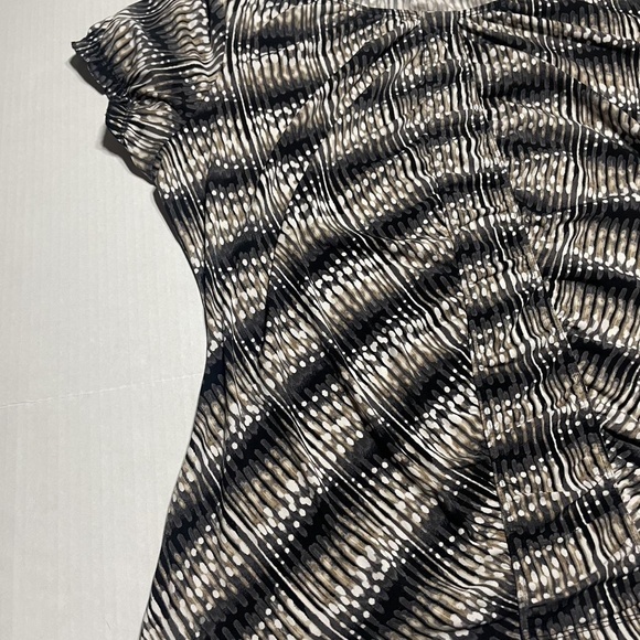 Worthington Blouse Womens 1X Black Multi Abstract Gathered Professional - Picture 4 of 6